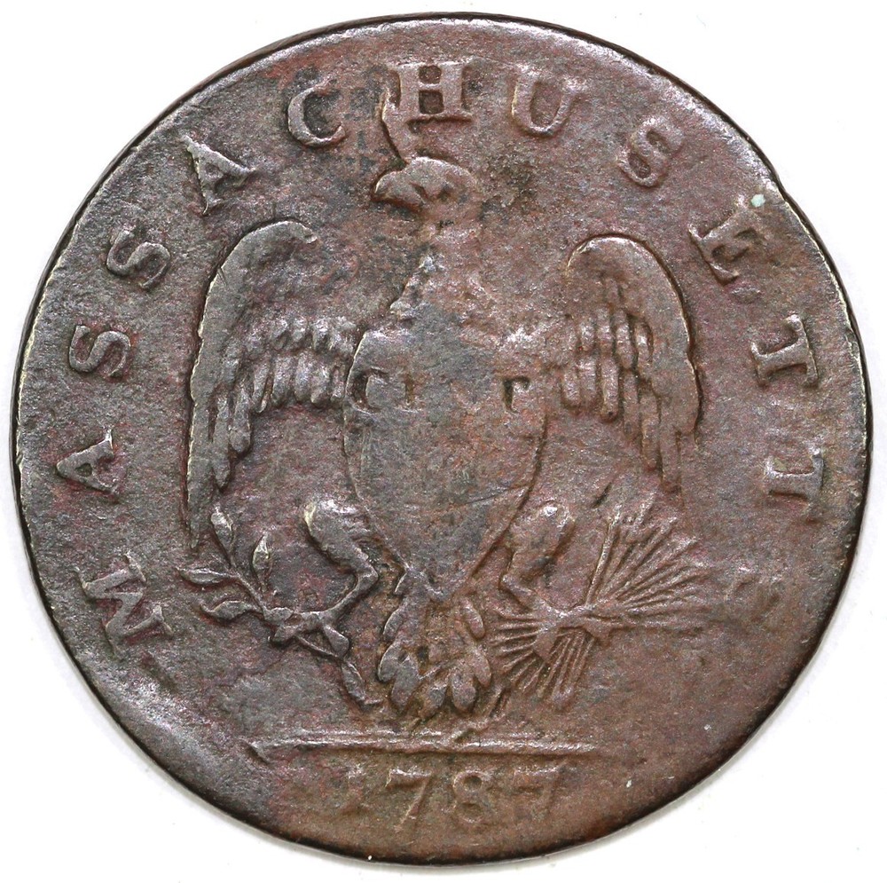 1787 1c Massachusetts Colonial Copper Cent