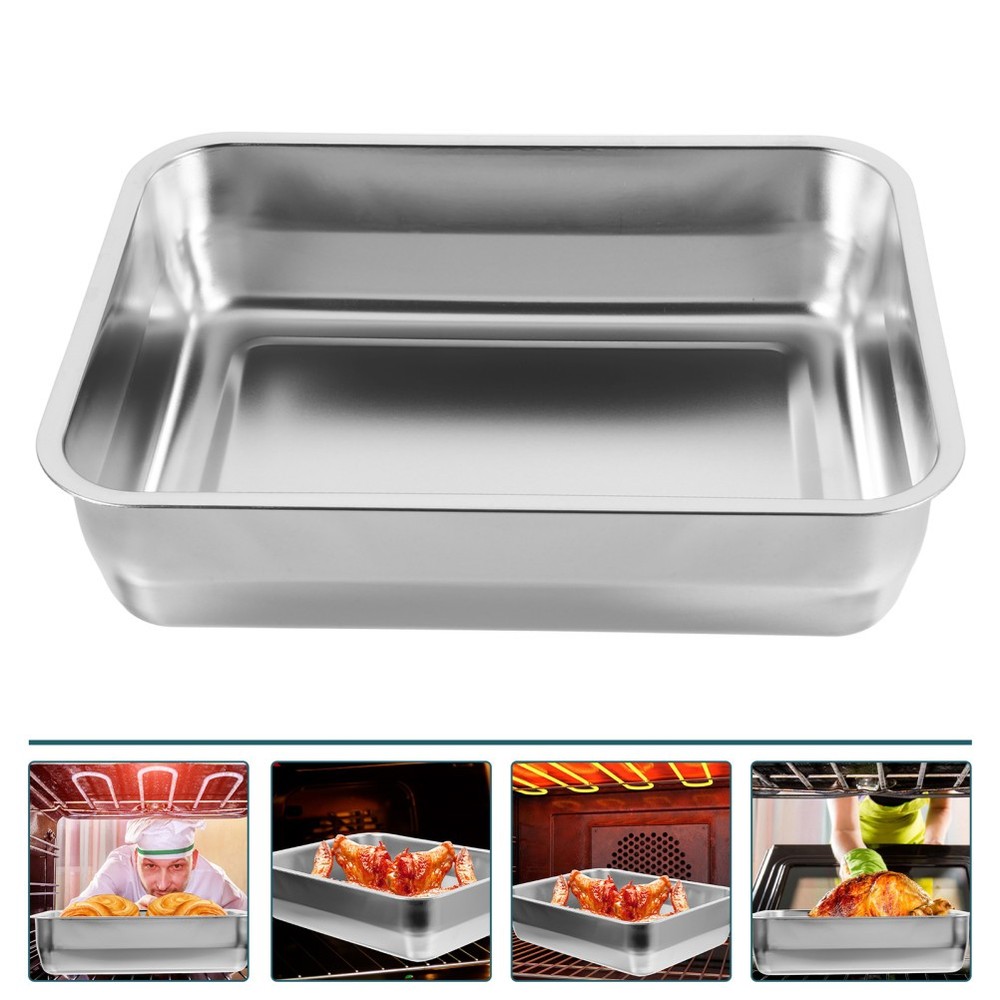 Stainless Steel Roasting Pan Roasting Plate Rectangular Tray Catering