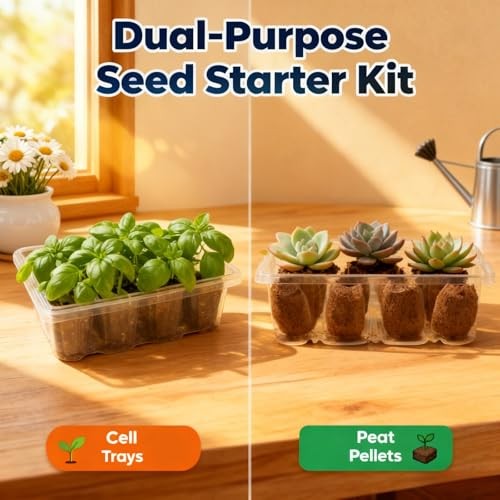 Seed Starter Kit with Grow Light, 4 Pack,12 Full Spectrum Led Beads for Seed