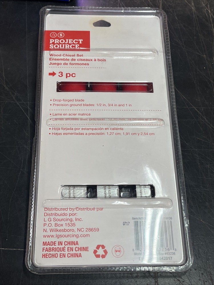 project source 3 pc Wood chisel set 1/2” 3/4” 1” # 0159836 NOS