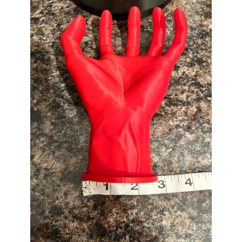 Bright Red 3D Printed Hand Shaped Holder Organizer w. Removable Base wall mount