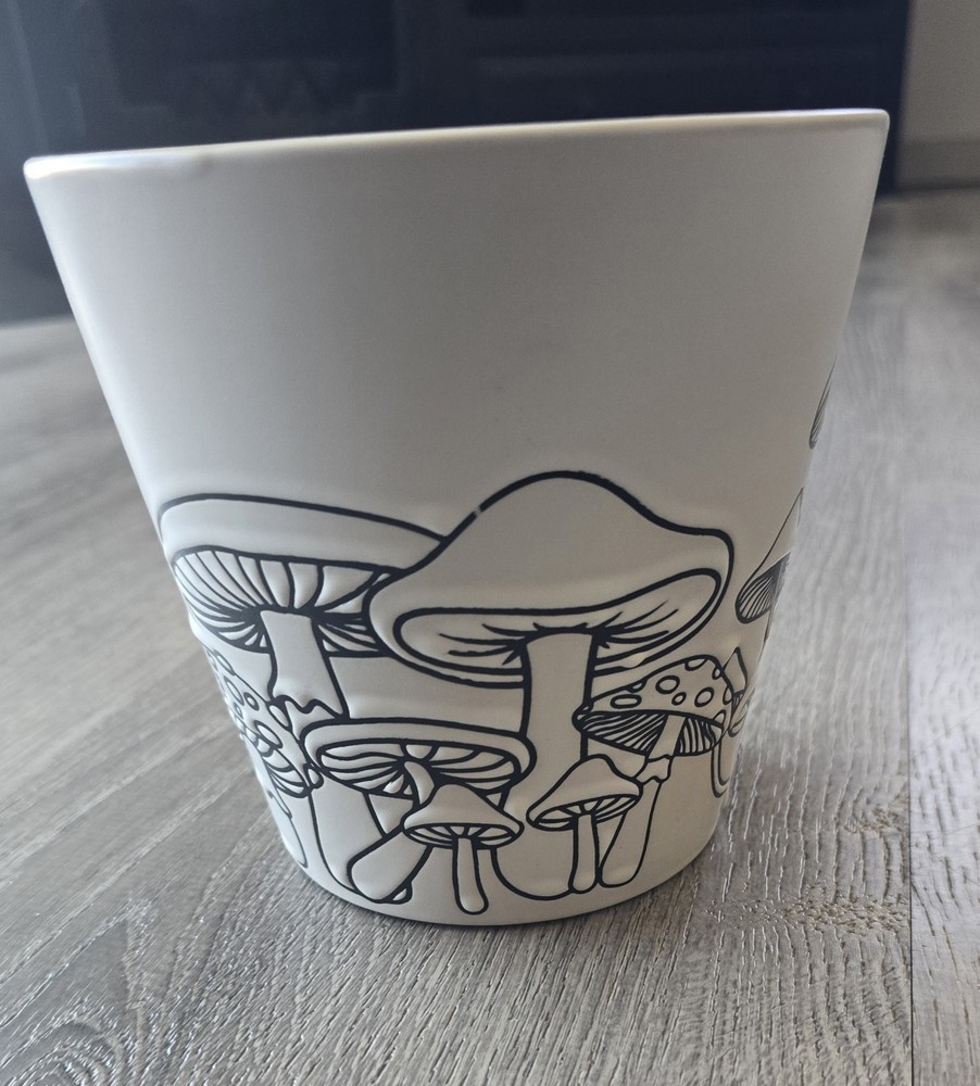 Heavy Ceramic Mushroom Planter White Pot Gardening ~ Retro Boho Spring Easter