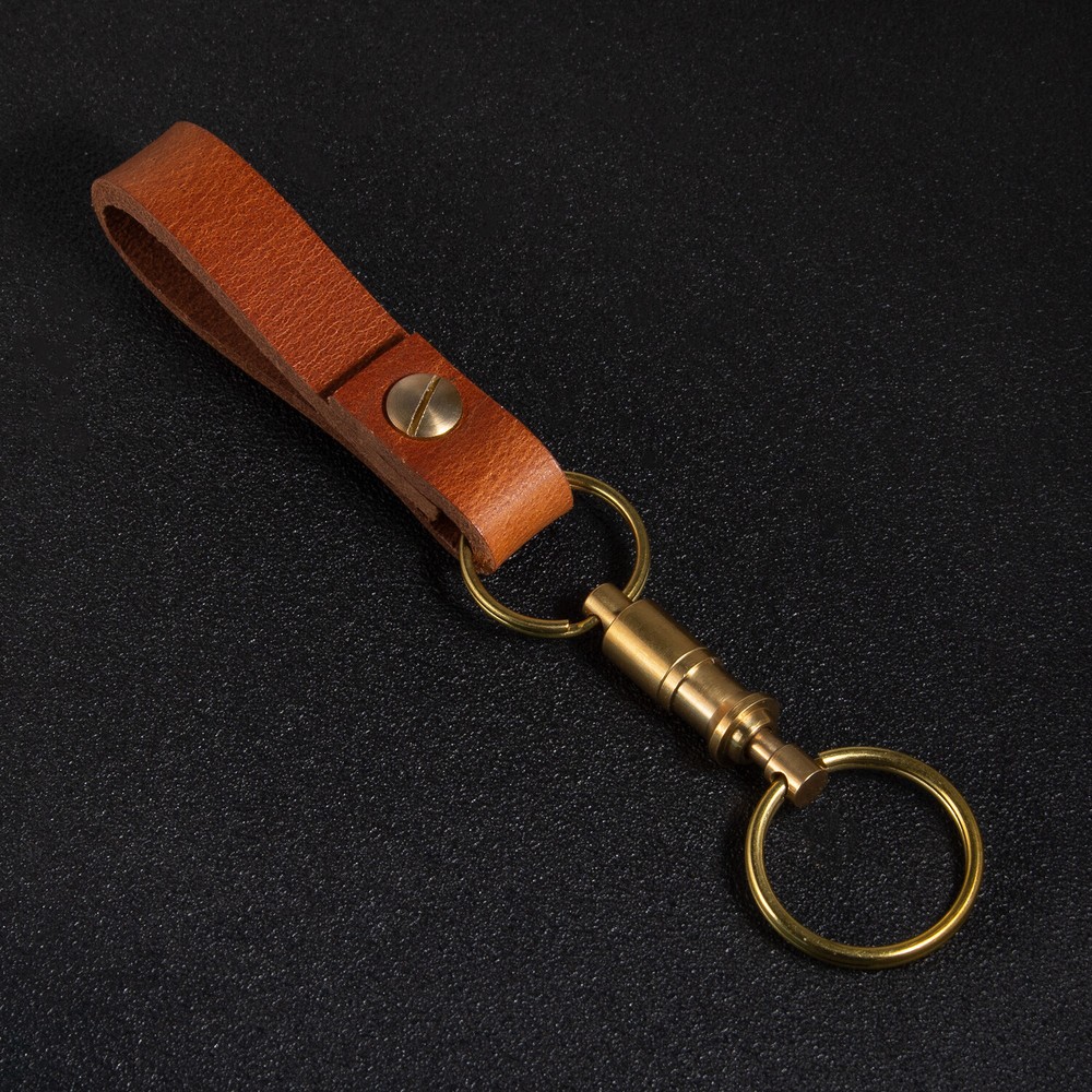 Leather Belt Loop Quick Release Detachable Keychain Pull Apart Key Rings