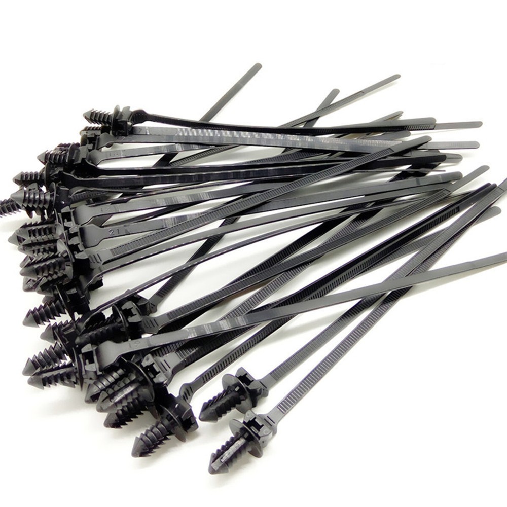 Car Mount Wire Tie Nylon Push Mount Cable Zip Tie Strap Fastener Bundle 50Pcs