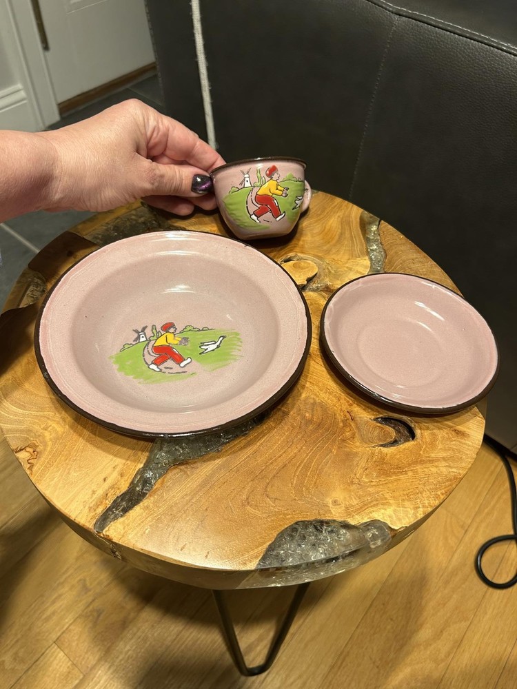 Vintage Hand-Painted Enamelware Dinnerware Set - Germany