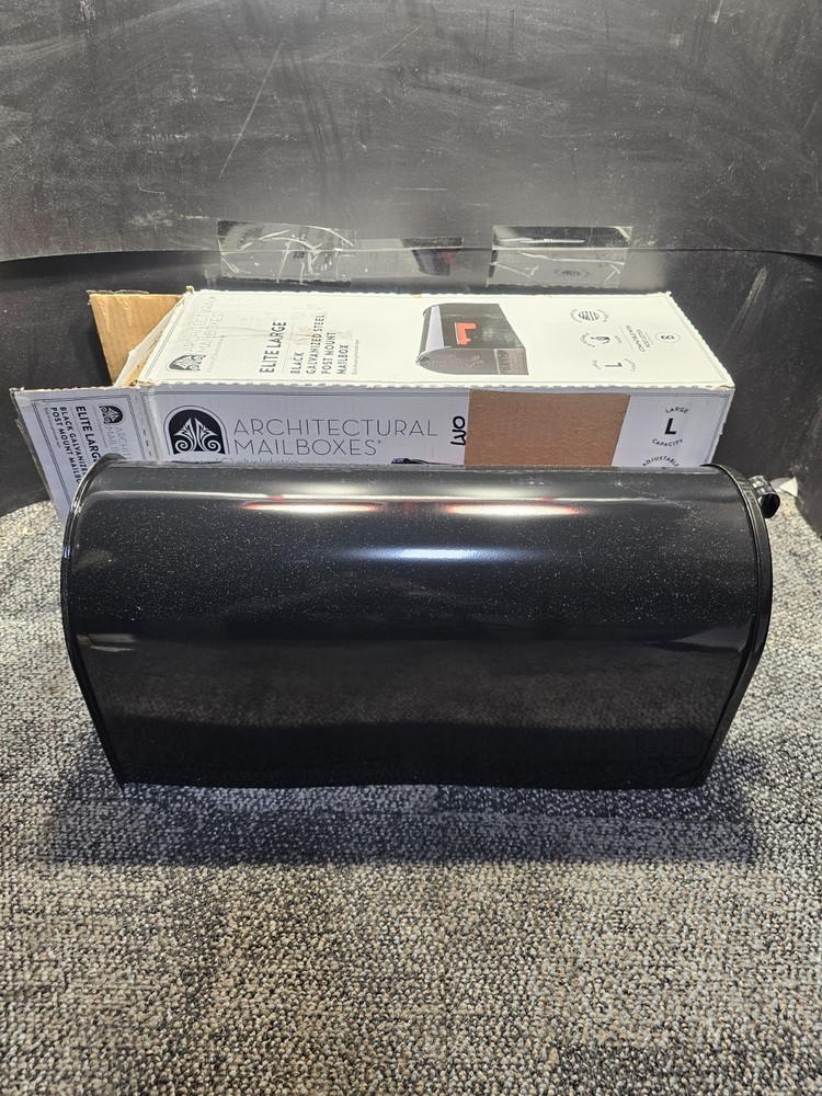 Architectural Mailboxes Elite Galvanized Steel, Large, Post-Mount Mailbox Black