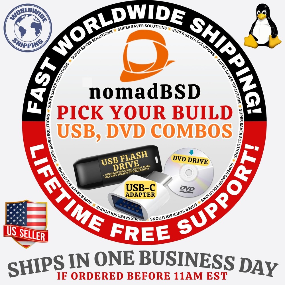 NomadBSD LINUX OS | LATEST ISO BUILD | DVD, USB COMBOS | FAST SHIP