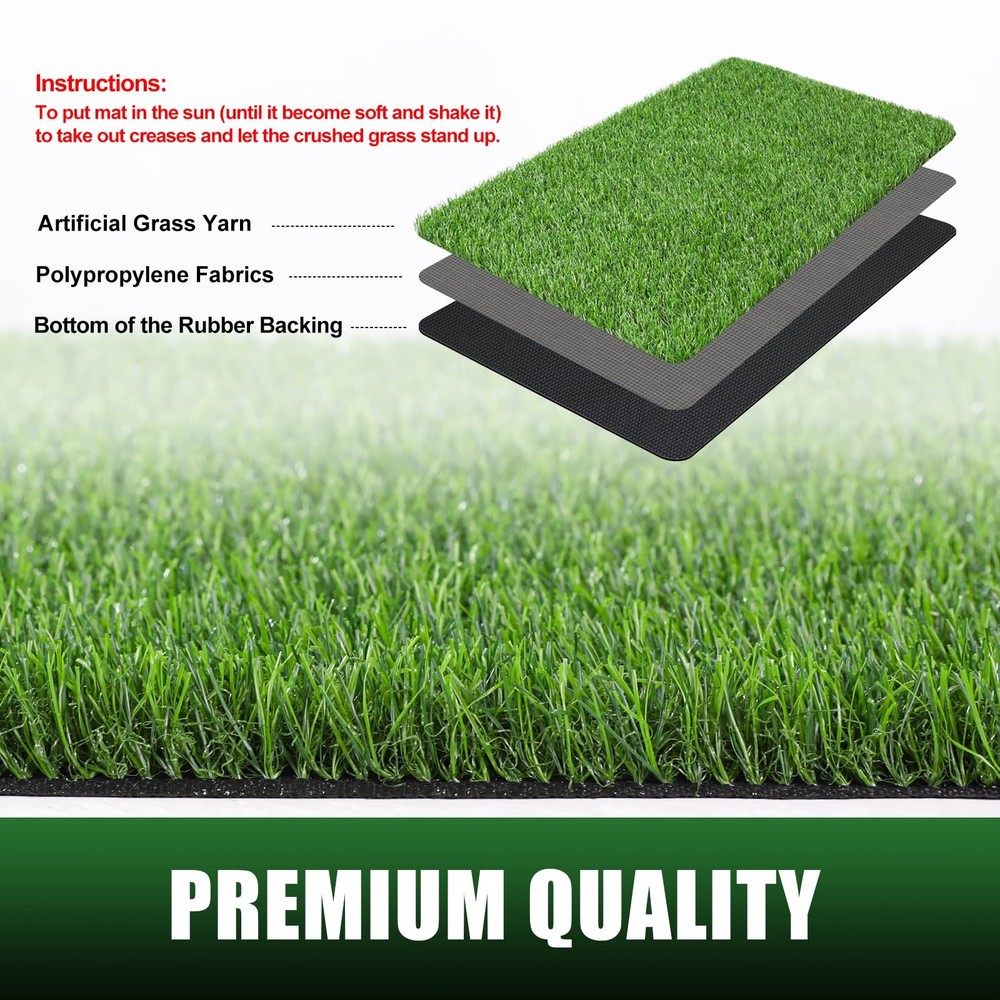 TREETONE Artificial Grass Door Mat, Thick 1'8" x 2'6" (Rectangular), Green