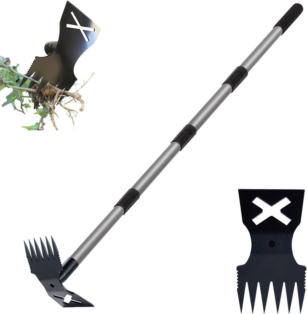 Weed Puller Tool with Long Handle, 60'' Weed Remover Weeding Tool, 2 in 1 Hand W