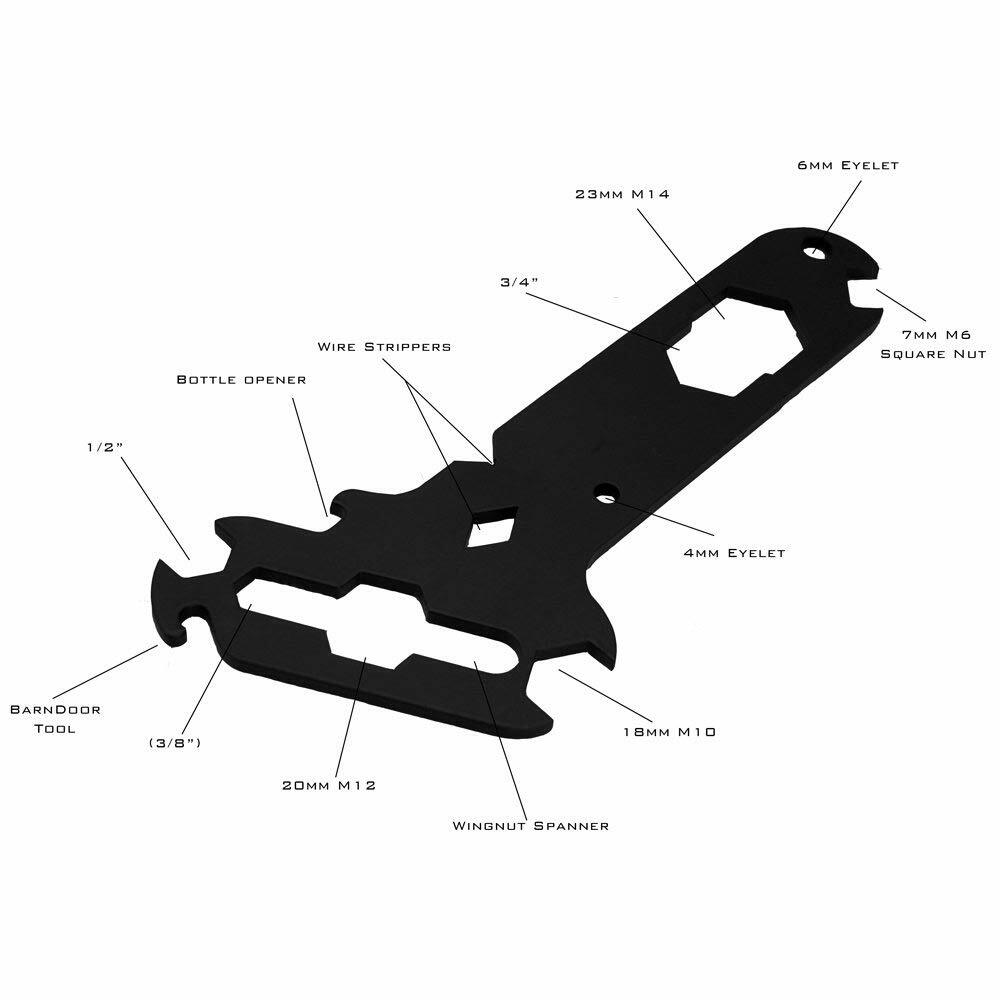 Dirty Rigger DTY-MULTITOOL Black Multitool With 14-In-1 Separate Rigger Tools