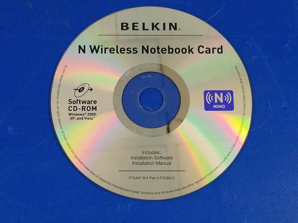 ⭐️⭐️⭐️⭐️⭐️ Driver Disc Belkin N Wireless Notebook Card Software CD