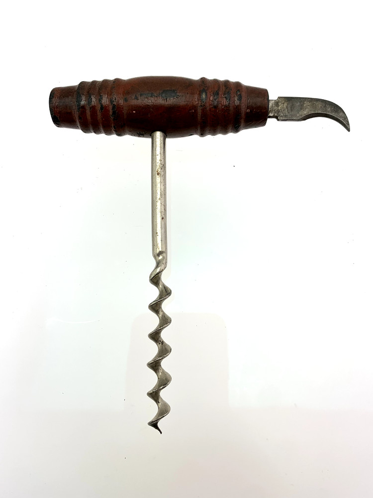 German turned handle Corkscrew w/ Foil Cutter Blade
