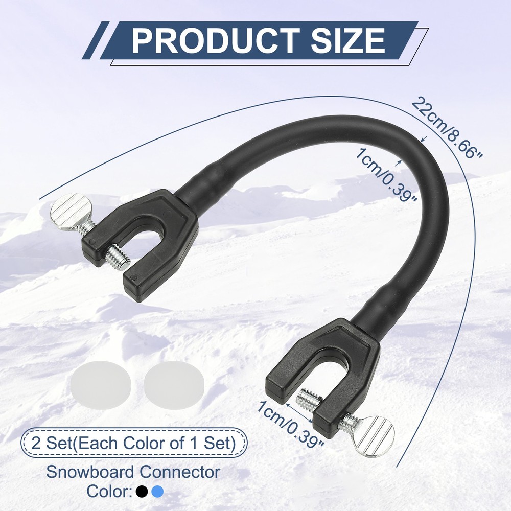 Ski Tip Connector, Snowboard Clip Ski Training Aid 2 Pcs & Black/Blue