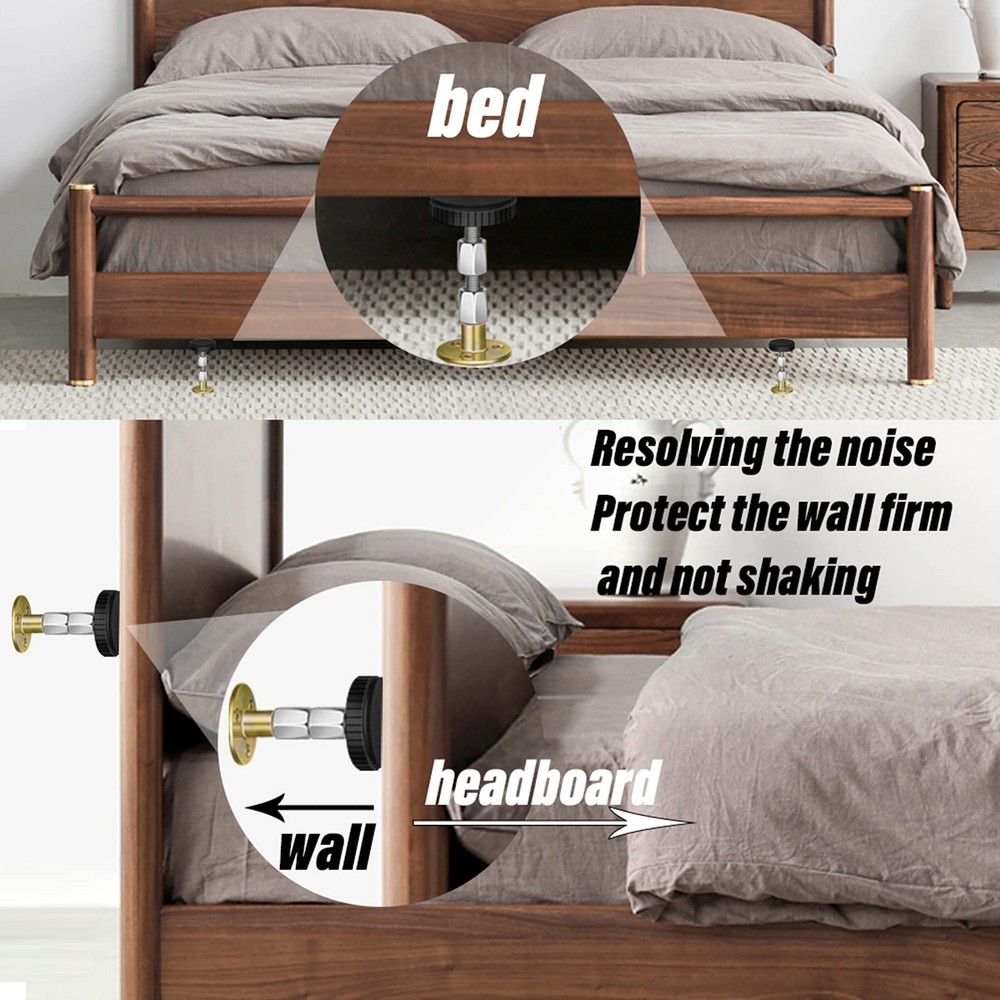Adjustable Threaded Headboard Stoppers/Bumper Against Wall, 4 Pack Behind Bed...