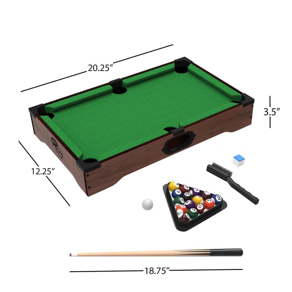 Hey! Play! Mini Tabletop Pool Table Lightweight Construction Stick Chalk 20 in L