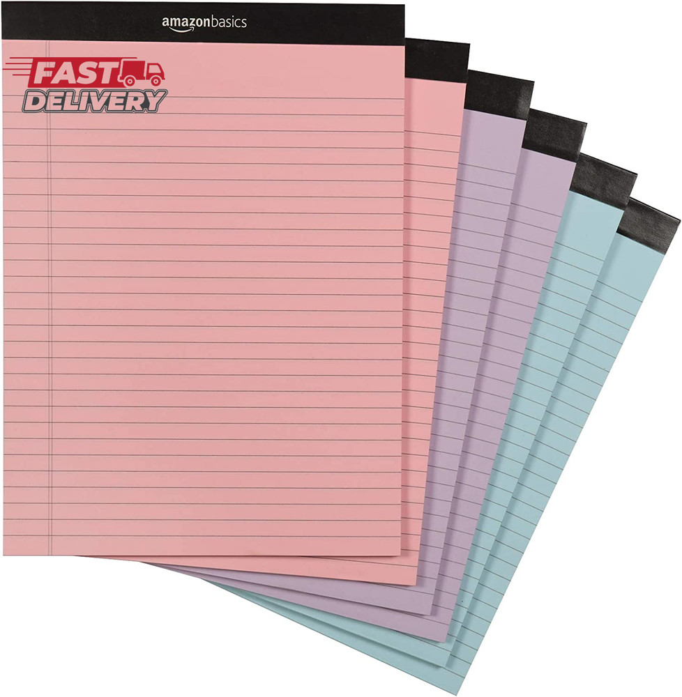 Amazon Basics Wide Ruled Lined Writing Note Pads with Sturdy Back, 8.5" X 11.75"