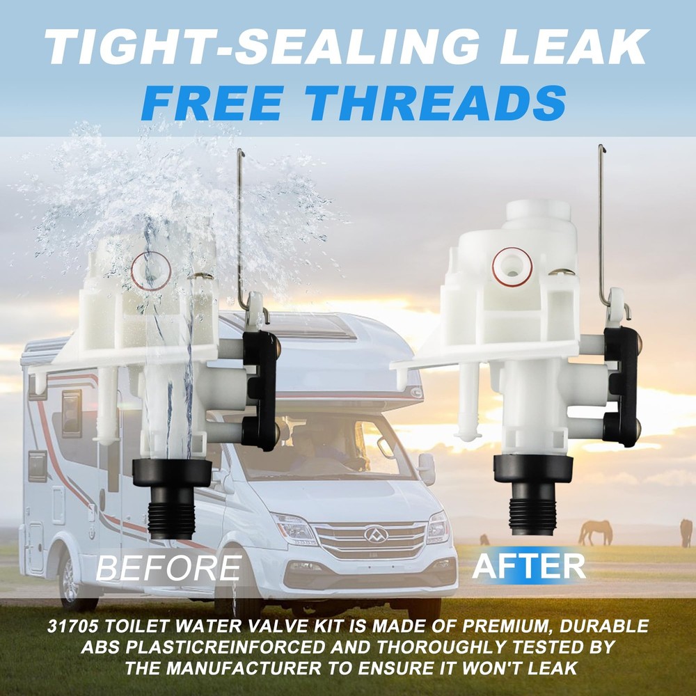 31705 31688 31687 31653 RV Toilet Water Valve kit- Freeze Resistance & Leakage