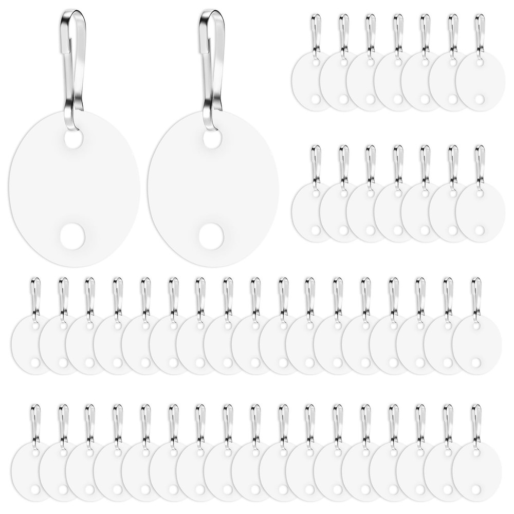 50 Pcs Blank Key Tags, 1.2" Waterproof Plastic Writable Keychain Labels with ...