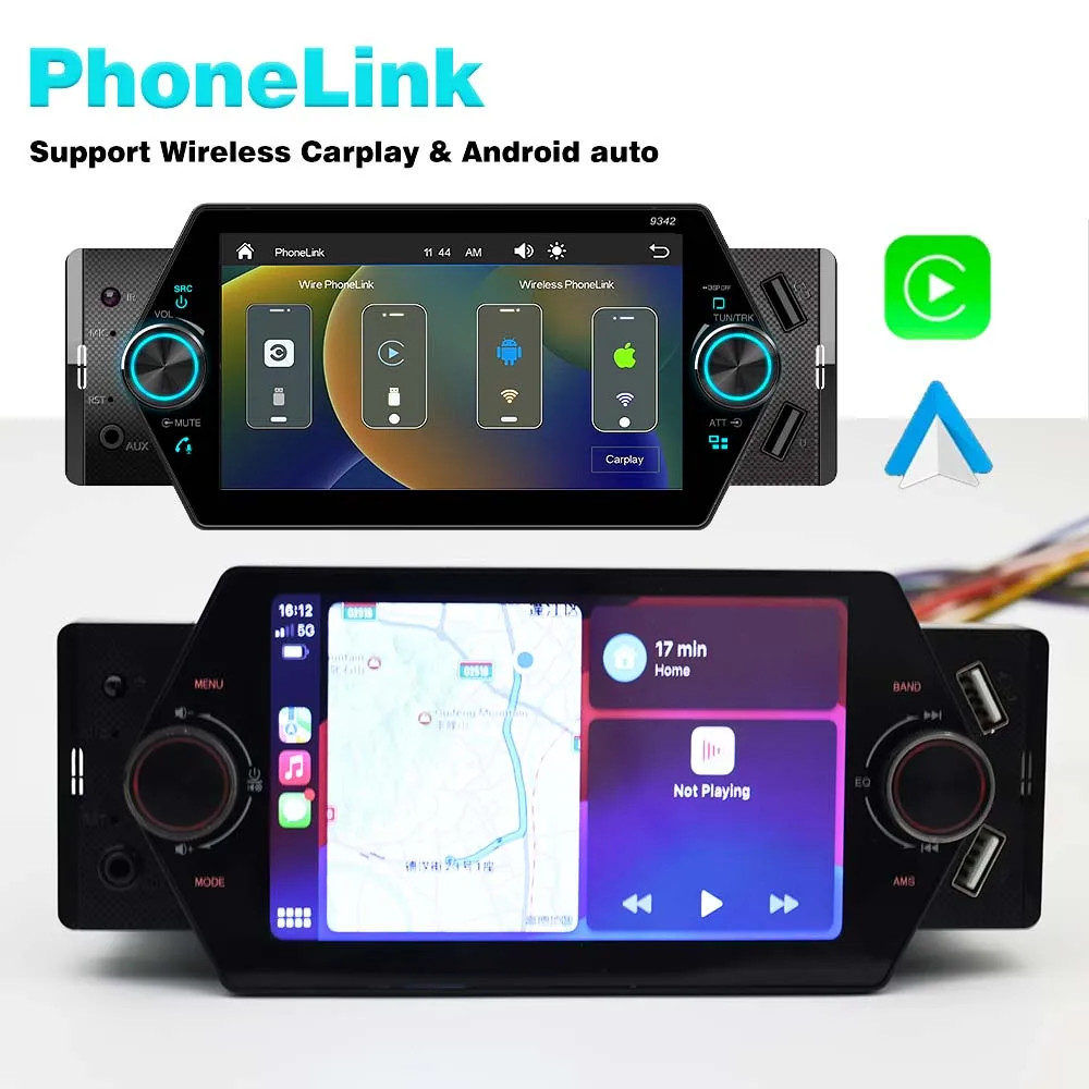 Smart Single Din Car Stereo with CarPlay, Android Auto & Reversing Camera​
