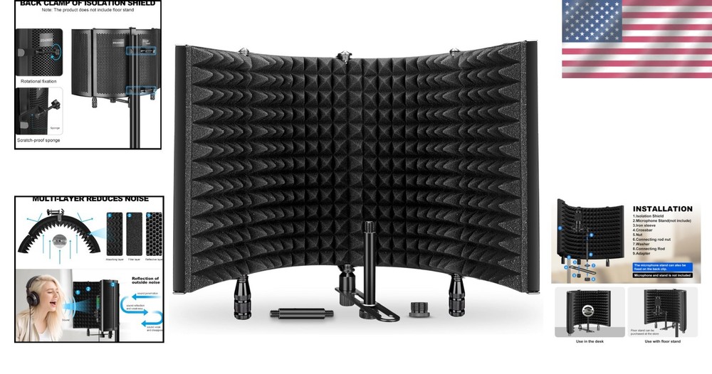 Studio Microphone Isolation Shield with Pop Filter - Enhanced Vocal Clarity