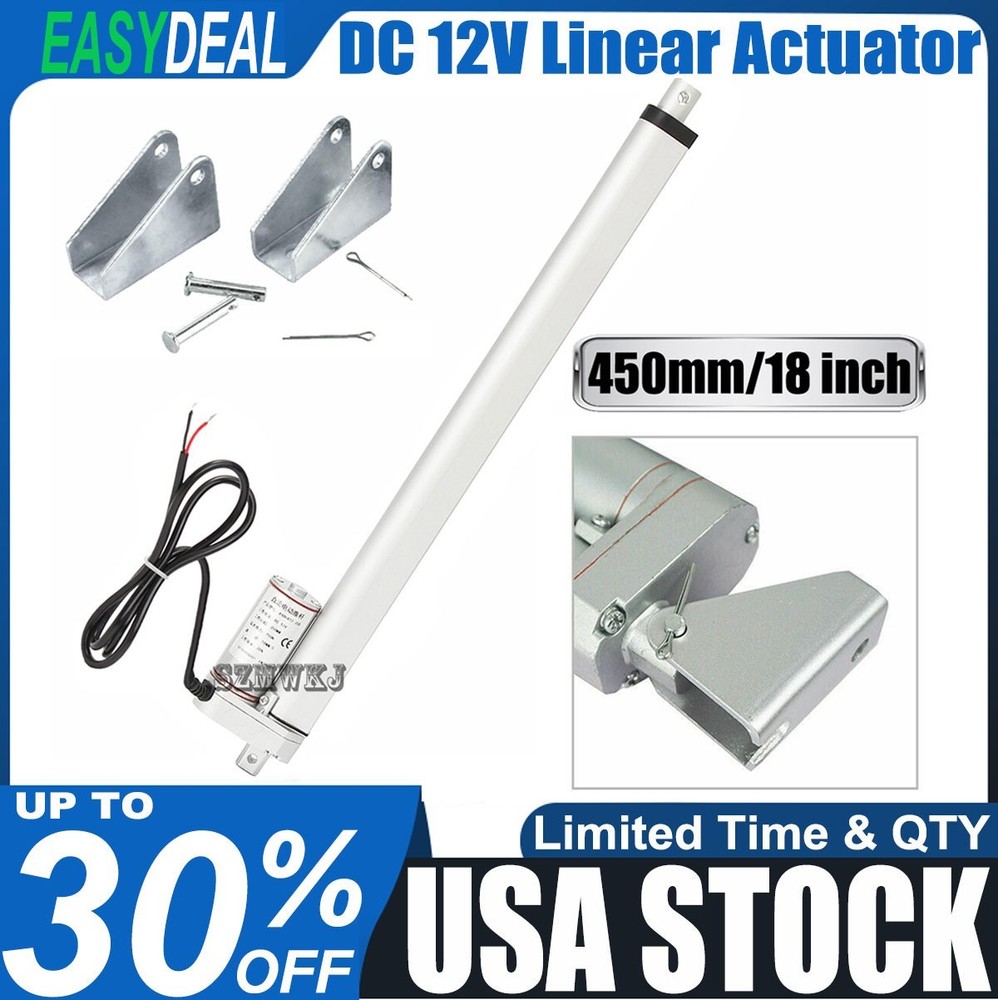 Multi-function DC12V 1500N 330lbs 18" Linear Actuator W/ Brackets Electric Motor