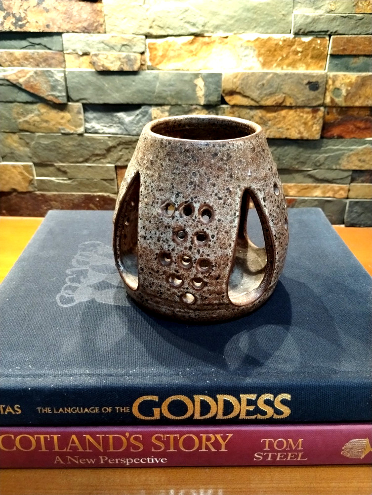Handmade Ceramic Tea Light Holder Brown