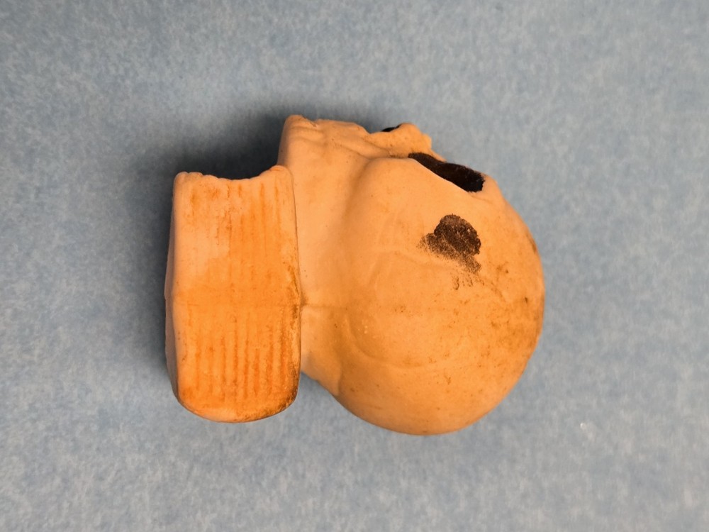 Antique Bisque Figural Skull On A Book Match Strike Striker 2"