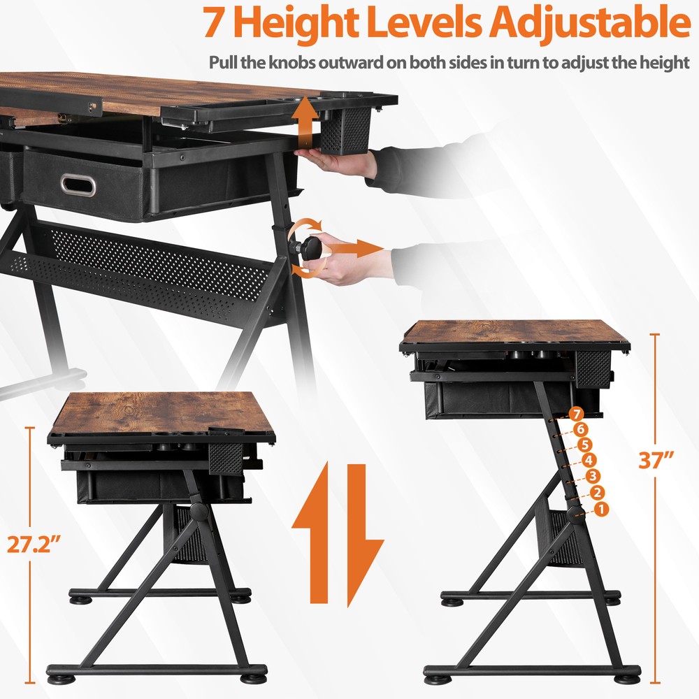 Drafting Table Artist Drawing Table with Outlet Sturdy Writing Table with Stool