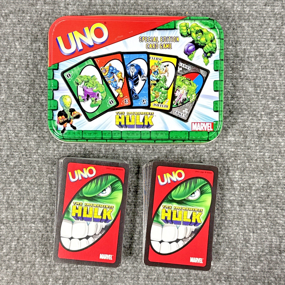 The Incredible Hulk UNO Card Game In Tin Case, Missing Instructions