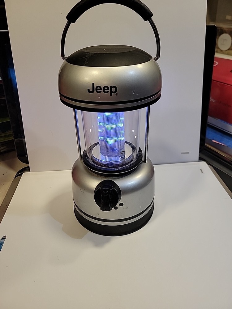 Jeep Battery Operated LED Silver Lantern Camping Light