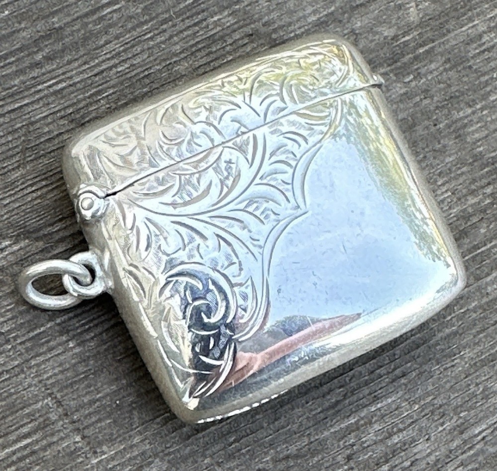 Antique Vintage Smith & Bartlam Sterling Silver Vesta Case Match Safe