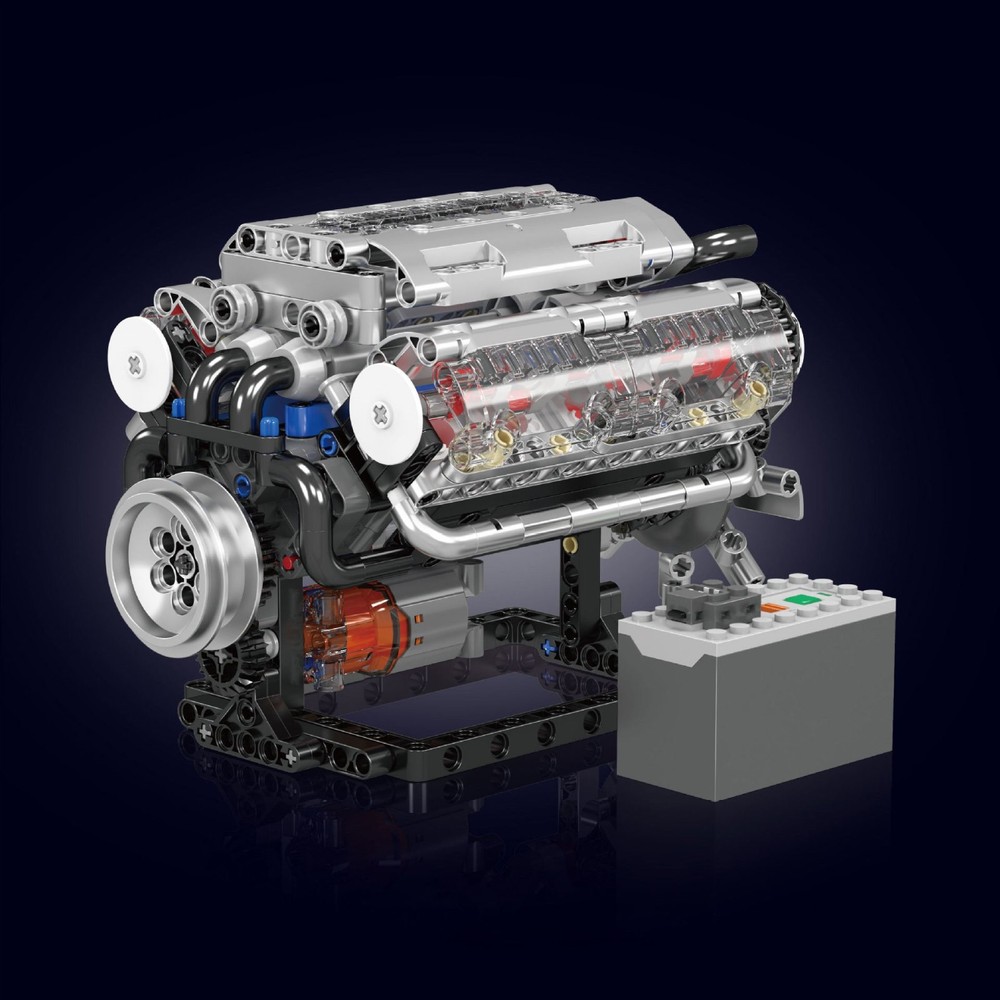 ABS V8 Engine Motor Engineering Model Stacking Blocks Education Toy High Quality
