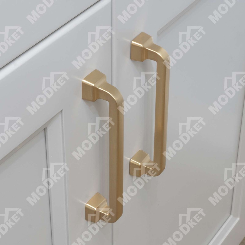 Square Brushed Champagne Gold Solid Cabinet Handles Pulls Knob Kitchen Bathroom
