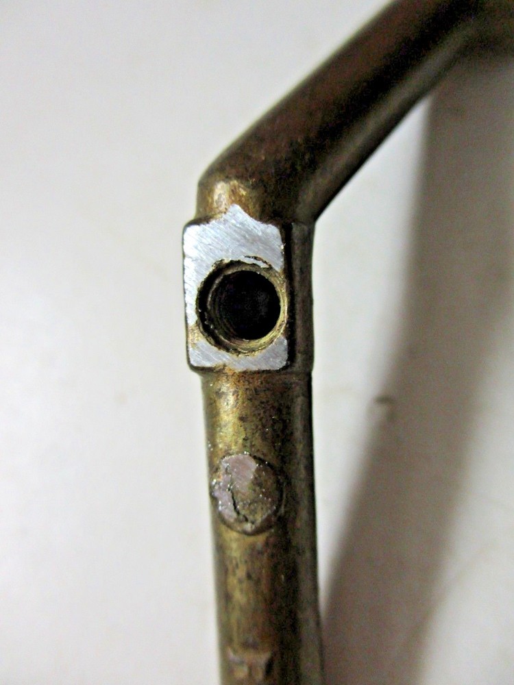 Drawer Wire Pull 338 Handle 45 Degree Half Octagon 2" Centers Dark Brass MCM Vtg