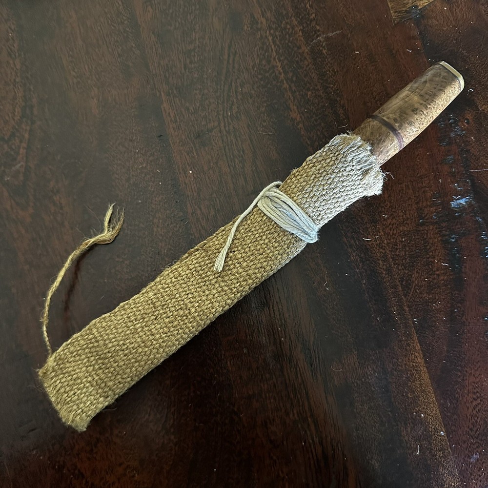 Mallaban Custom Bastard File Hamon Fixed Blade Birch Wood