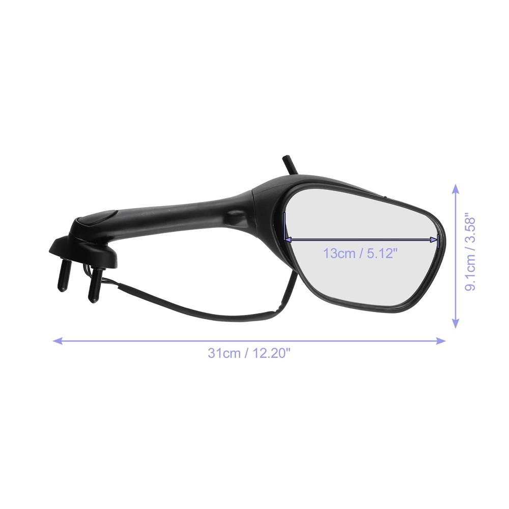 Side Mirror Rear View Front Light Black Motorcycle - 2pcs
