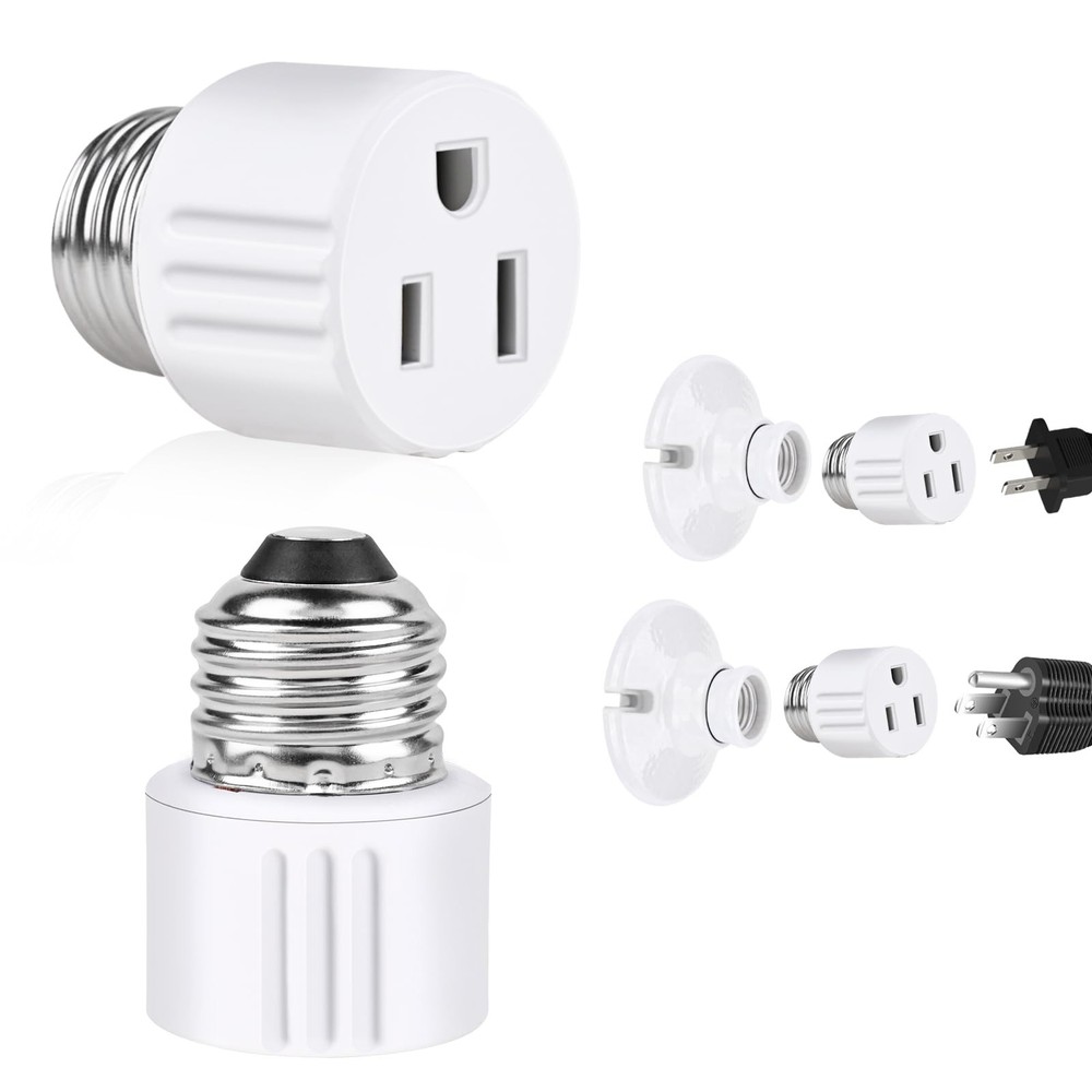 Outlet Light Socket Adapter,Screw in Outlet Socket,E26 Light Bulb to Outlet S...