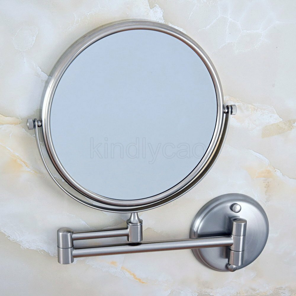 Brushed Nickel 3X Magnifying Makeup Mirror Wall Mounted Double Sided Mirror
