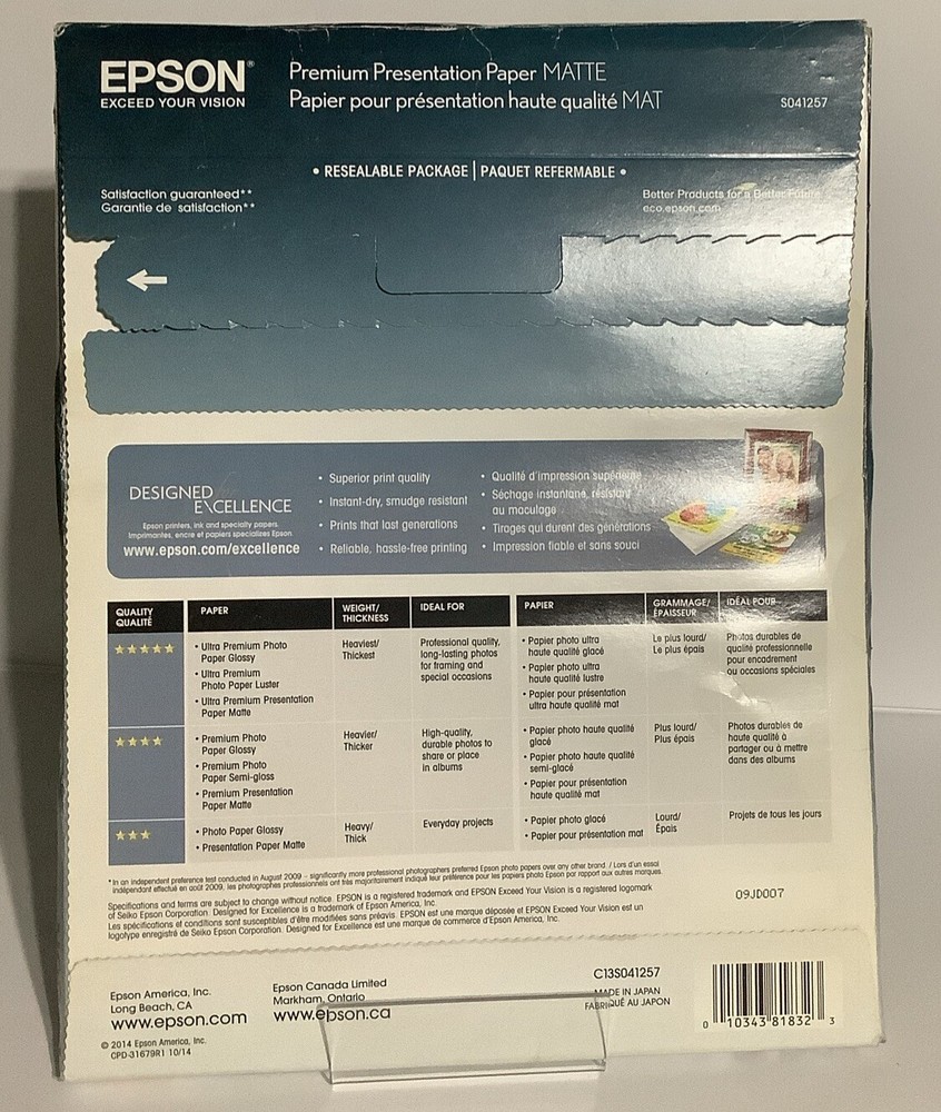 Epson S041257 Matte Paper ~ 50 Sheets