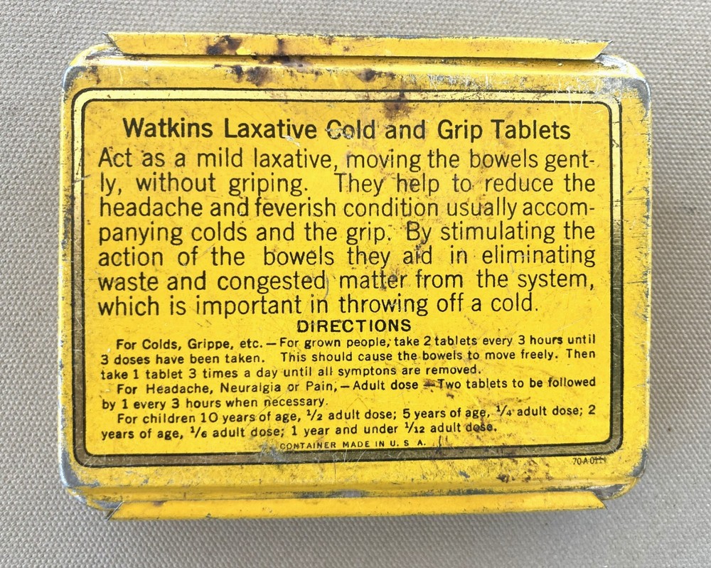 Edgeworth Tobacco Tin & Watkins Laxative Cold Grip Tablets Tin