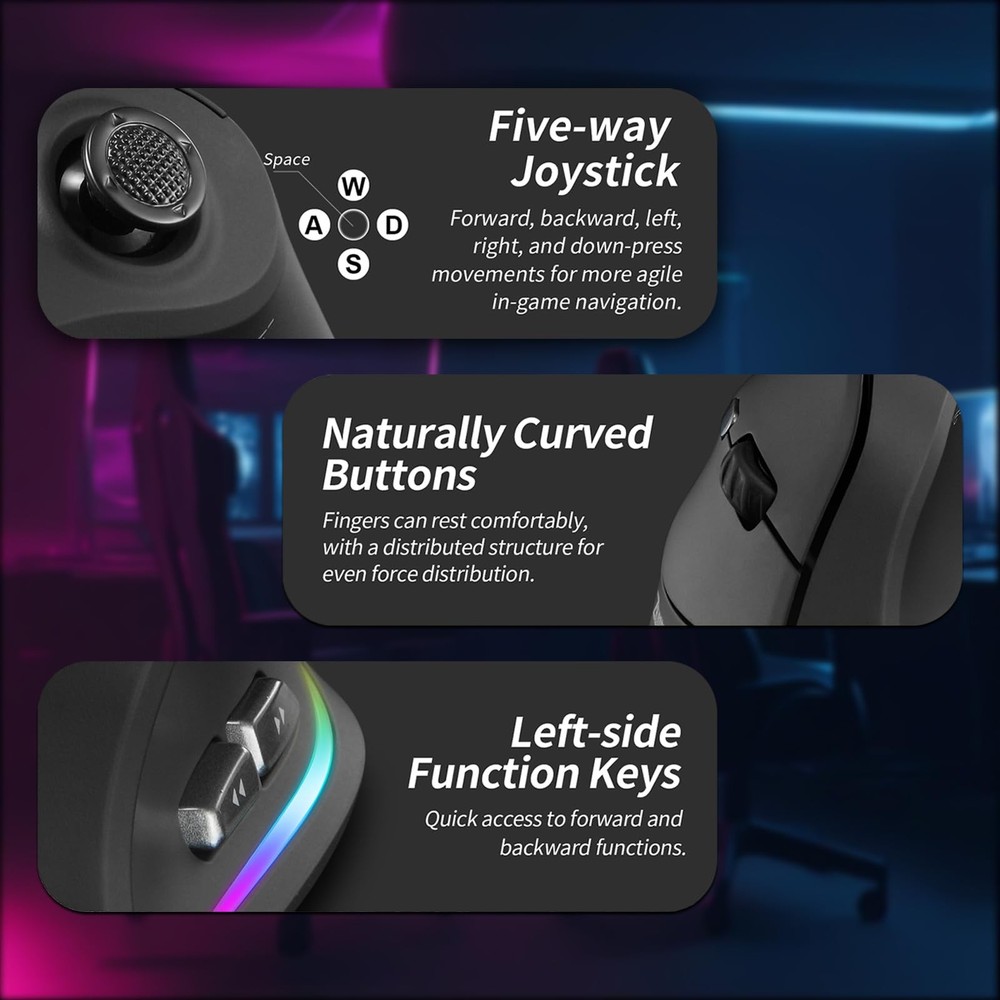 Gaming with 5 D Rocker, Wireless Vertical with [24000 DPI] [12 Programmable B...