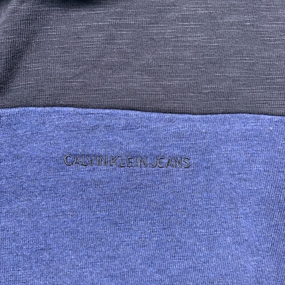 Calvin Klein Jeans Mens Blue M Medium Color Block Polo Pullover Striped