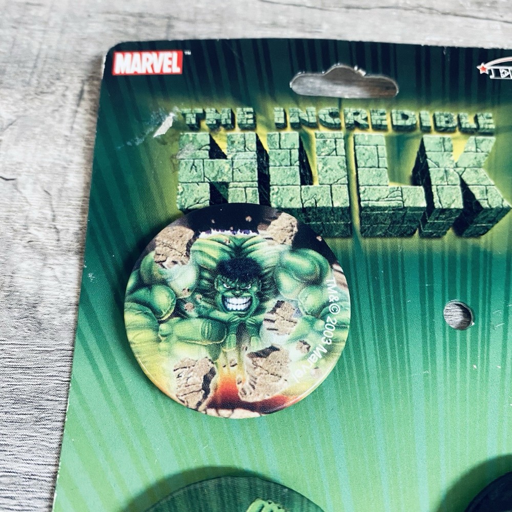 Vintage 2003 THE INCREDIBLE HULK 3 BUTTON Pin SET MARVEL