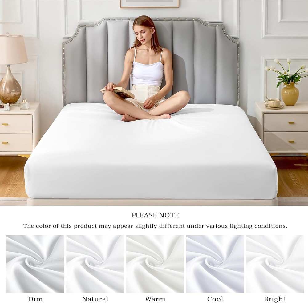 Pure Cotton Fitted Sheets California King Size, 300 Thread Count Percale Shee...