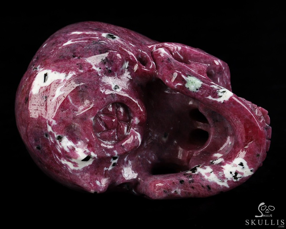 Gemstone 4.3" Ruby Hand Carved Crystal Skull, Super Realistic