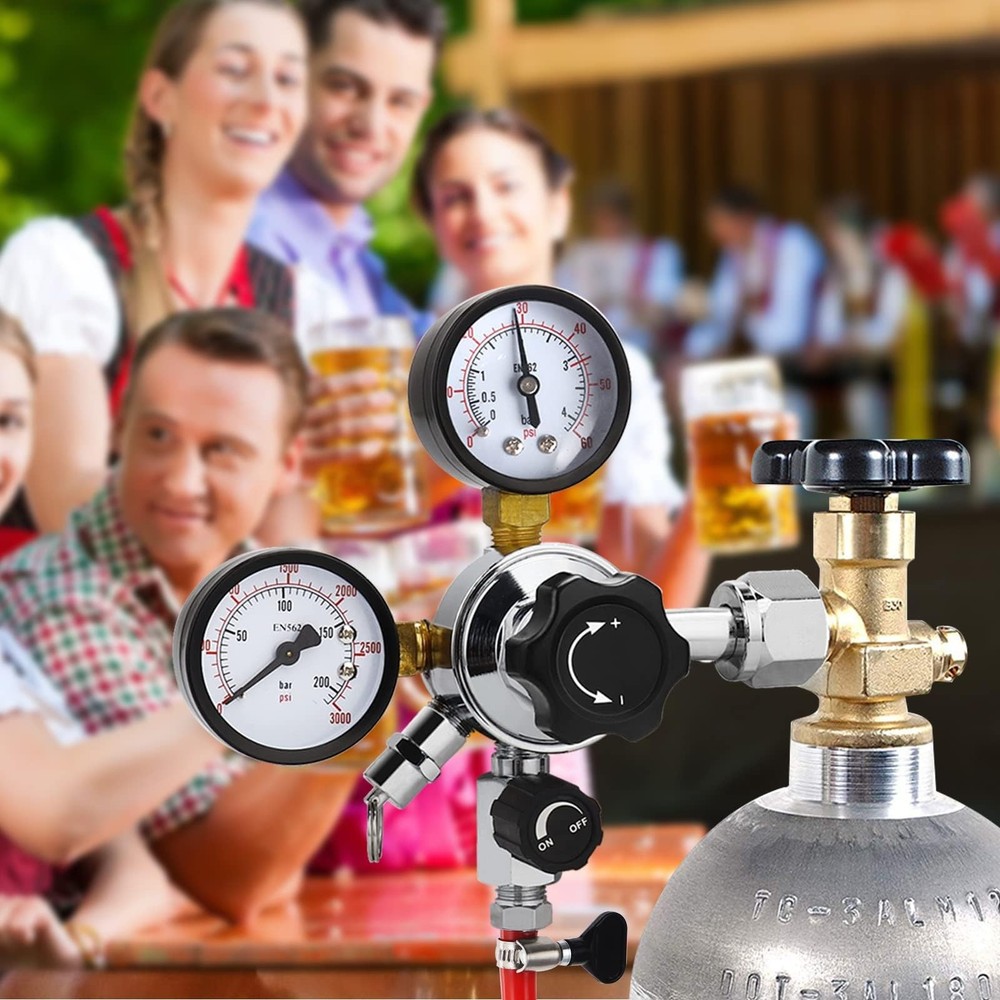 CO2 Keg Regulator Draft Beer CO2 Regulator CGA-320 Regulator Dual Stage CO2 P...