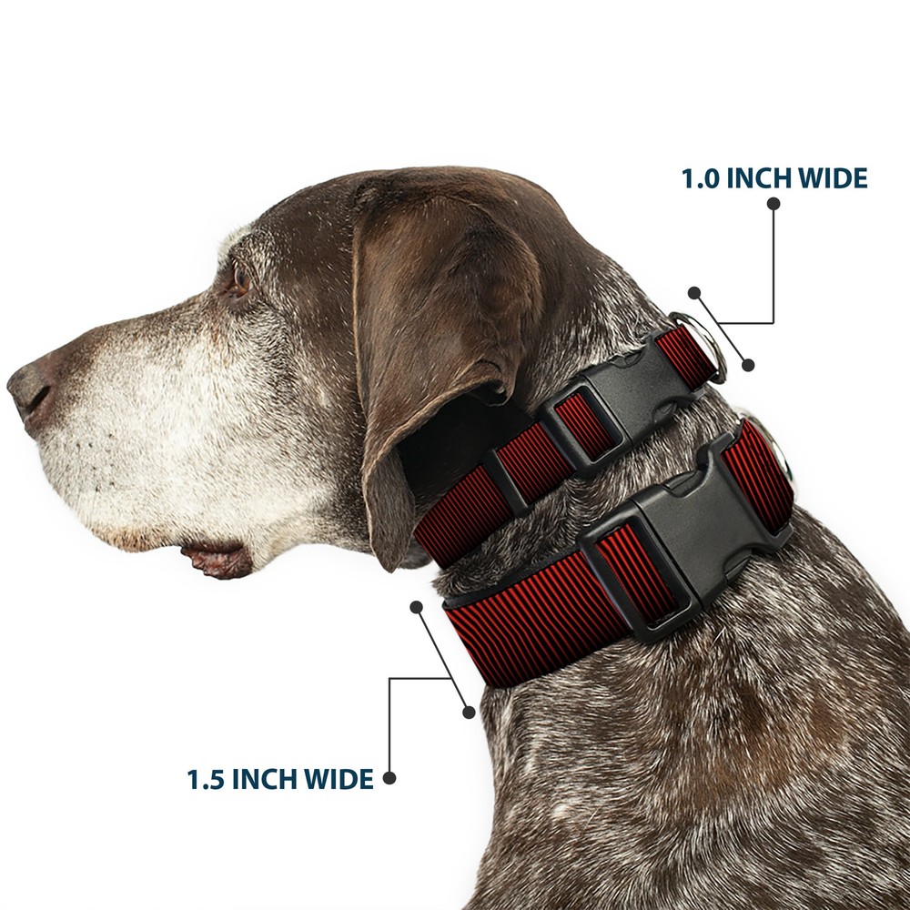 Plastic Clip Collar Vertical Stripes Transition Black/Red Large 15-24"