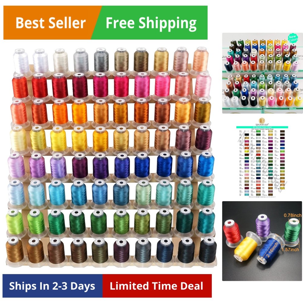 80 Spools Polyester Embroidery Machine Thread Kit 500M 550Y Each Spool - Colo...