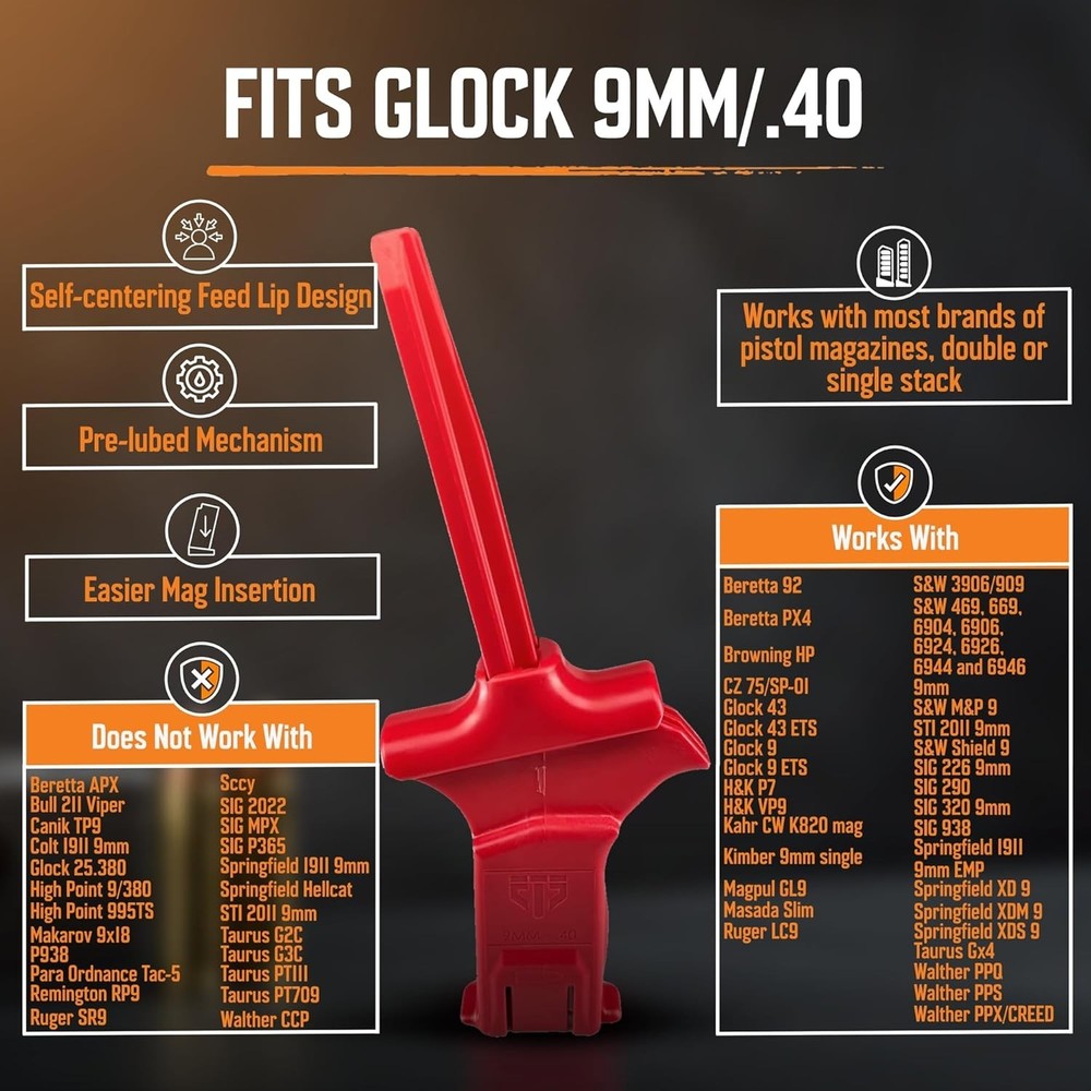 Speed Loader for Glock Magazines in Red
