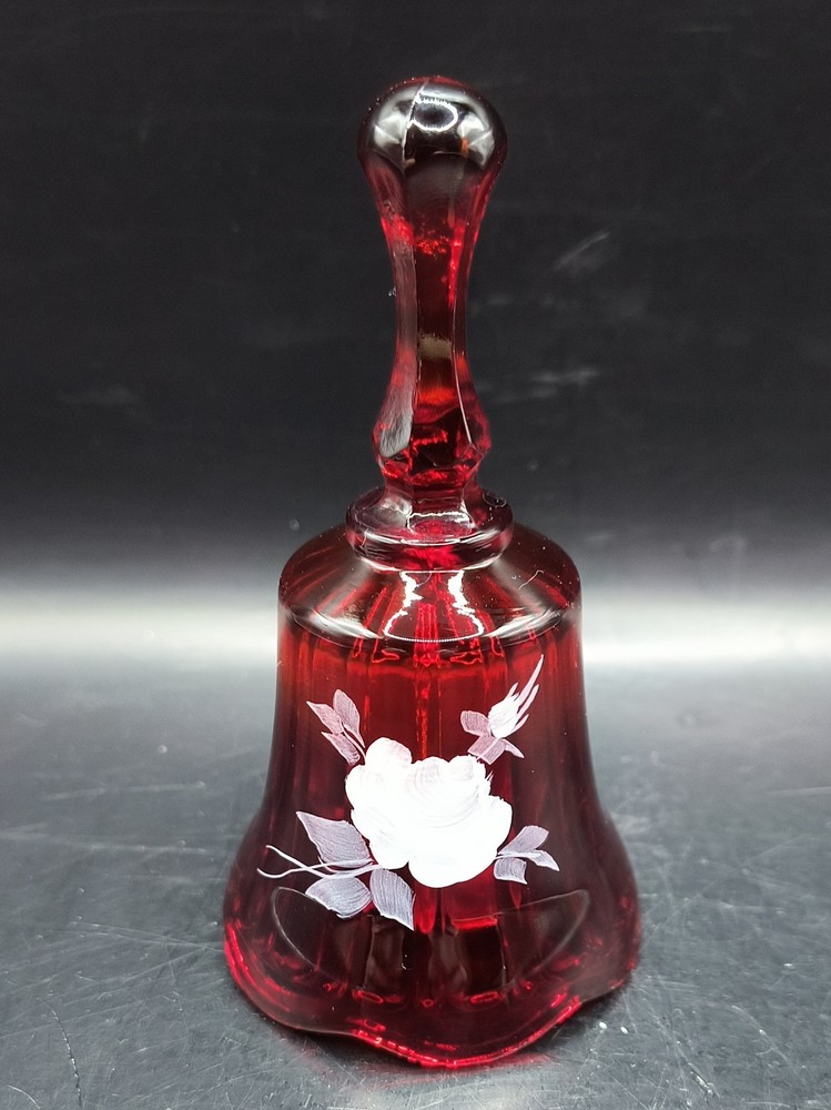 Vintage Hand Painted Ruby Red Fenton Bell Artist Signed